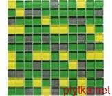 Мозаїка Crystal Green  Grey 6mm жовтий 300x300x0 зелений мікс сірий