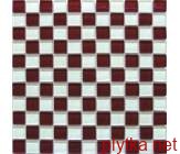 Мозаика Crystal White Bordo 6mm микс 300x300x0 белый красный