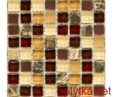 Мозаика S-MOS SHT006, 30,1х30,1 микс 301x301x8 глянцевая коричневый красный бежевый