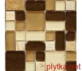 Мозаика S-MOS HT663, 30х30 микс 300x300x8 глянцевая коричневый бежевый белый