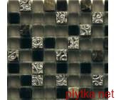 Мозаика S-MOS HS1131, 30,2х30,2 микс 302x302x8 глянцевая белый структурированная черный серый