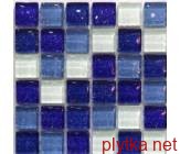 Мозаика T-MOS M03 (WHITE/DARK BLUE/LIGHT BLUE), 30х30 белый 300x300x8 глянцевая голубой синий
