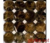 Керамическая плитка Мозаика C-MOS BW04 POL (EMPERADOR+LIMESTONE BG) темный 15x15x15