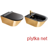 Gold&amp;Silver Унитаз подвесной безободковый 35x55 черный/золото