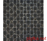 807 Мозаика Шахматка черная-завиток платина микс 300x300x0