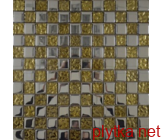 945 Мозаика Микс шахматка Платина - золото рельеф микс 300x300x0