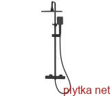 bilovec shower system (thermostatic mixer for shower, overhead and hand shower, polymer hose), black mat