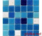Керамическая плитка Мозаика R-MOS B113132333537 микс голубой-6 (на сетке) синий 321x321x6