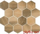 Керамическая плитка Мозаика UNIWERSALNA MOZAIKA PRASOWANA WOOD NATURAL MIX HEKSAGON MAT 22x25.5 (мозаика) 0x0x0