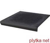 Керамическая плитка Плитка Клинкер BAZALTO GRAFIT 30х33 (ступенька прямая структурная с капиносом) 0x0x0