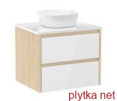 NETKA комплект мебели 60см, цвет дуб: тумба подвесная, со столешницей, 2 ящика + умывальник накладной