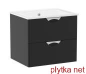 NOVA VLNA M комплект мебели 80см, черный: тумба подвесная, 2 ящика + умывальник накладной