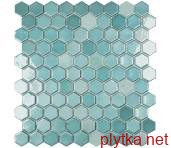 Керамічна плитка Мозаїка 31,5*31,5 Lux Turquoise Hex 6001H 0x0x0