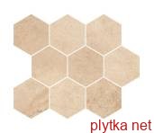 Керамічна плитка Sahara Desert Mosaic Hexagon, декор, 337x280 бежевий 337x280x0 матова