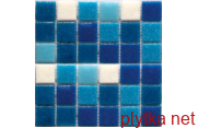 Мозаика R-MOS B1131323335 микс голубой- 5 (на ceтке), 321x321x4 321x321x0 матовая