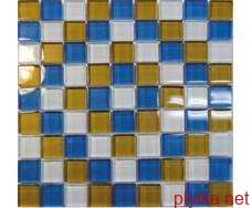 Мозаїка Aura Gold Blue 8mm блакитний 300x300x0 жовтий