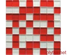 Мозаика Glance Red White 8mm красный 300x300x0 микс белый