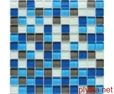 Мозаїка Crystal Grey Blue 6mm сірий 300x300x0 мікс блакитний