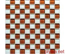 Мозаика Crystal White Saffron 6mm оранжевый 300x300x0 белый микс