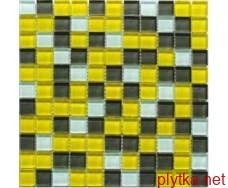 Мозаїка Crystal Yellow Grey 6mm жовтий 300x300x0 сірий мікс