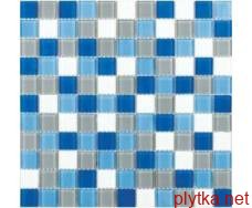 Мозаика Fusion Grey Blue 4mm серый 300x300x0 микс голубой