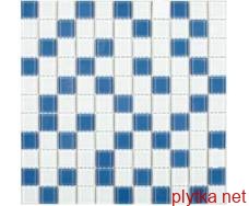 Мозаика Fusion White Azul 4mm микс 300x300x0 голубой белый