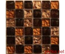 Мозаика S-MOS DD04E, 30х30 микс 300x300x8 глянцевая коричневый структурированная
