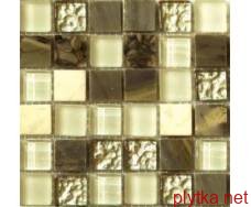 Мозаїка S-MOS HS0343, 30х30 мікс 300x300x8 глянцева коричневий бежевий