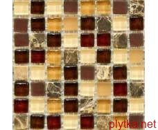 Мозаїка S-MOS SHT006, 30,1х30,1 мікс 301x301x8 глянцева коричневий червоний бежевий