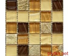 Мозаїка S-MOS SBHT02, 30х30 мікс 300x300x8 глянцева бежевий коричневий