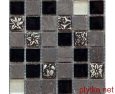 Мозаїка S-MOS HS0659, 30,1х30,1 мікс 301x301x8 глянцева чорний сірий