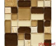 Мозаїка S-MOS HT663, 30х30 мікс 300x300x8 глянцева білий коричневий бежевий