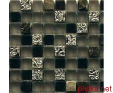 Мозаїка S-MOS HS1131, 30,2х30,2 мікс 302x302x8 глянцева білий структурована чорний сірий