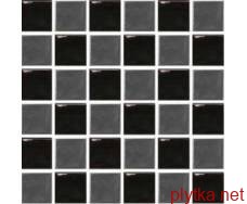 Мозаика S-MOS JT(BXG01+G50) INOX CHESS, 30х30 микс 300x300x5 глянцевая черный серый