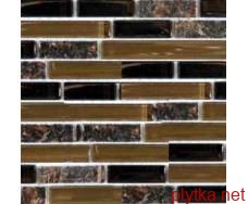 Мозаїка T-MOS GG01, 30х30 мікс 300x300x8 глянцева чорний коричневий