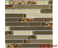 Мозаика T-MOS GG04, 30х30 микс 300x300x8 глянцевая бежевый коричневый
