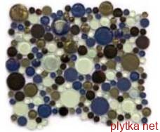 Мозаика R-MOS 2609.81, 30,5х31 коричневый 305x310x4 глянцевая белый голубой