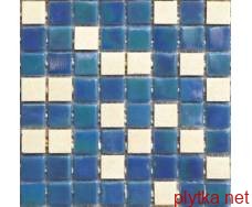 Мозаика R-MOS DY132, 30,5х30,5 белый 305x305x8 глянцевая голубой