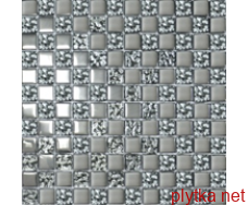 2095 Мозаика Микс шахматка Платина - Платина рельеф хром 300x300x0