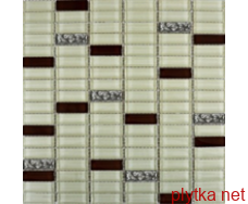 1085 Мозаика микс охра-коричневый-платина рифленая хром 300x300x0
