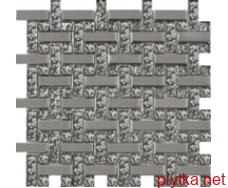 1082 Мозаика плетенка платина - платина рифленая хром 300x300x0