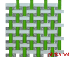 1081 Мозаика плетенка зеленая хром 300x300x0