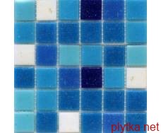 Керамическая плитка Мозаика R-MOS B113132333537 микс голубой-6 (на сетке) синий 321x321x6