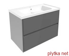 teo furniture set 80cm gray: wall unit, 2 drawers + washbasin surface mounted art 15-88-080
