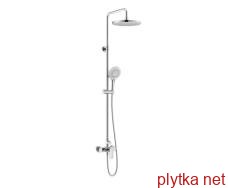 BILA DESNE система душова (змішувач для душа, верхній душ 255 мм ABS коло, ручний душ 130 мм 3 режими, шланг 170 см), білі кришки, хром