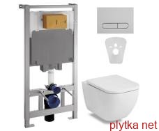 set: orlando rimless wall-hung toilet, slim slow-closing seat + volle master installation kit 4in1, chrome