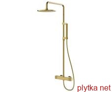 DEIRA система душова (термостат для душа, верхній душ Ø250 мм латунь, ручний душ стік латунь 1 режим, шланг 150см SS), шампань	