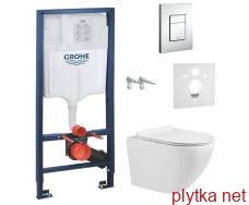 set: amadeus m rimless toilet bowl 48 * 37 * 37cm hanging, seat firm. slim slow-closing + rapid sl 4in1 suspension set toilet, button 38732000
