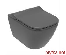 solo rimless toilet wall mounted, solid seat slim slow-closing 51 * 35.5 * 33 cm, color anthracite mat