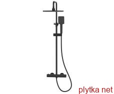 bilovec система душевая (смеситель-термостат для душа, верхний и ручной душ, шланг полимер), черный мат
